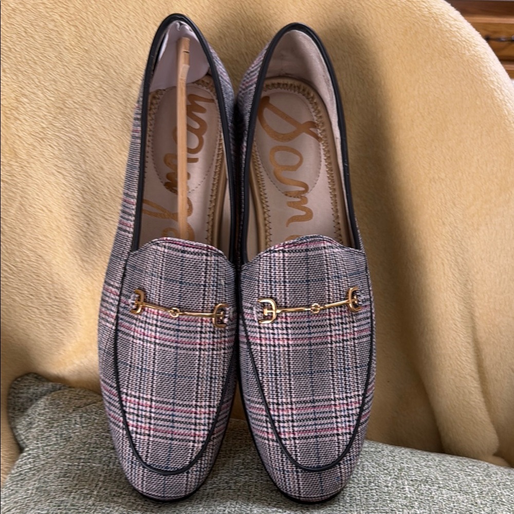 Sam Edelman lion plaid bucked loafers size 10